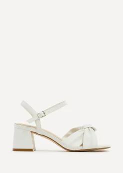 Linzi Charlotte White Faux Leather Block Heeled Sandal