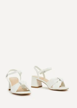 Linzi Charlotte White Faux Leather Block Heeled Sandal
