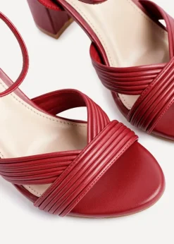 Linzi City Burgundy Faux Leather Block Heel