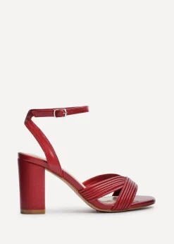 Linzi City Burgundy Faux Leather Block Heel