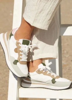 Linzi Clapham Beige Two-Tone Wedged Trainer