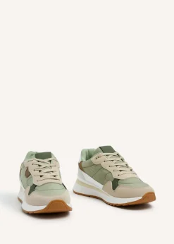 Linzi Clapham Khaki Two-Tone Wedged Trainer