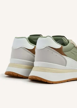 Linzi Clapham Khaki Two-Tone Wedged Trainer