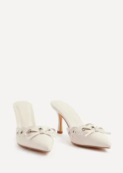 Linzi Clover Beige Faux Leather Pointed Mule