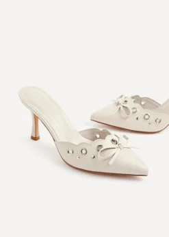 Linzi Clover Beige Faux Leather Pointed Mule