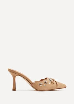 Linzi Clover Dark Nude Faux Suede Pointed Mule