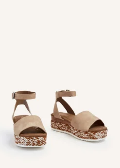 Linzi Coast Nude Faux Nubuck Flatform Two Part Sandal