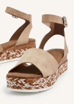 Linzi Coast Nude Faux Nubuck Flatform Two Part Sandal