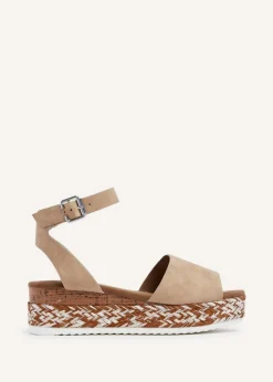 Linzi Coast Nude Faux Nubuck Flatform Two Part Sandal