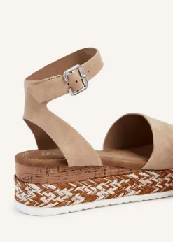 Linzi Coast Nude Faux Nubuck Flatform Two Part Sandal