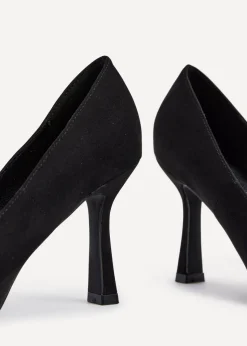 Linzi Colette Black Faux Suede Squared Toe Stiletto Court Heel