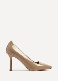 Linzi Colette Mocha Patent Squared Toe Stiletto Court Heel