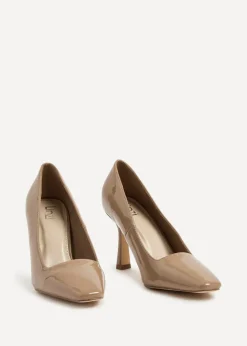 Linzi Colette Mocha Patent Squared Toe Stiletto Court Heel