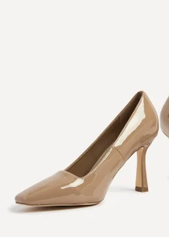 Linzi Colette Mocha Patent Squared Toe Stiletto Court Heel