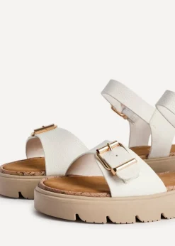 Linzi Comet White Faux Grain Leather Chunky Sandal