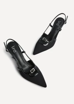 Linzi Constance Black Faux Leather Stiletto Court Heel