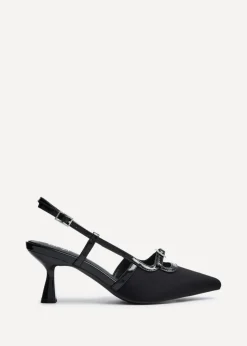 Linzi Constance Black Faux Leather Stiletto Court Heel