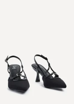 Linzi Constance Black Faux Leather Stiletto Court Heel