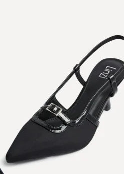 Linzi Constance Black Faux Leather Stiletto Court Heel