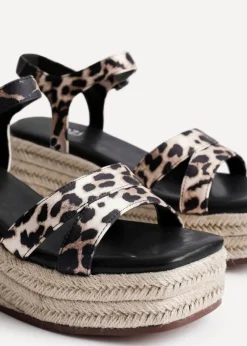 Linzi Contour Leopard Print Flatform Two Part Sandal