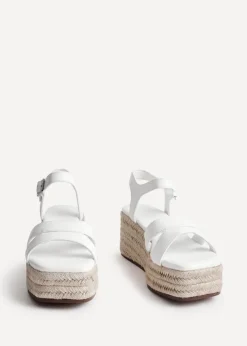 Linzi Contour White Faux Leather Flatform Two Part Sandal