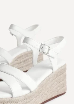 Linzi Contour White Faux Leather Flatform Two Part Sandal