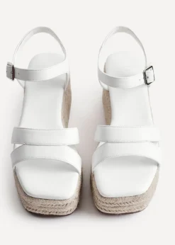 Linzi Contour White Faux Leather Flatform Two Part Sandal