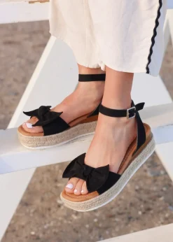 Linzi Cupid Black Flatform Espadrille Inspired Sandal