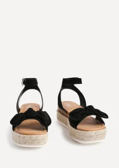 Linzi Cupid Black Flatform Espadrille Inspired Sandal
