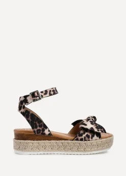 Linzi Cupid Leopard Print Flatform Espadrille Inspired Sandal