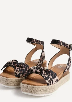 Linzi Cupid Leopard Print Flatform Espadrille Inspired Sandal