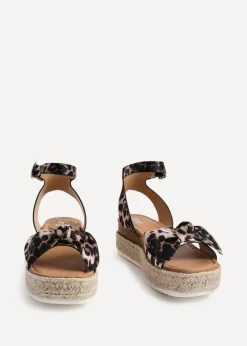 Linzi Cupid Leopard Print Flatform Espadrille Inspired Sandal