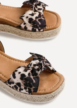 Linzi Cupid Leopard Print Flatform Espadrille Inspired Sandal