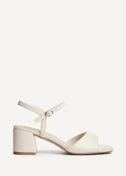 Linzi Darlene Nude Faux Leather Low Block Heeled Sandals