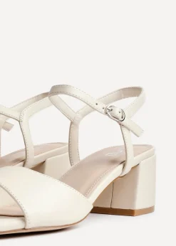 Linzi Darlene Nude Faux Leather Low Block Heeled Sandals