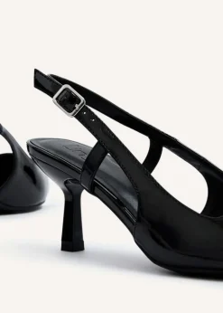 Linzi Dionne Black Faux Patent Stiletto Court Heels