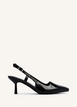 Linzi Dionne Black Faux Patent Stiletto Court Heels