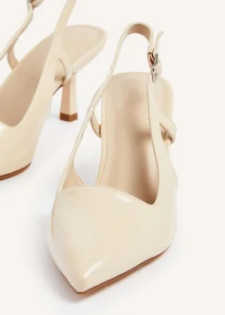 Linzi Dionne Nude Faux Patent Stiletto Court Heels