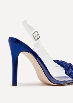 Linzi Divine Blue Metallic & Perspex Heels
