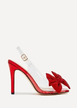 Linzi Divine Red Metallic & Perspex Heels