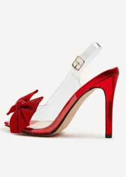 Linzi Divine Red Metallic & Perspex Heels