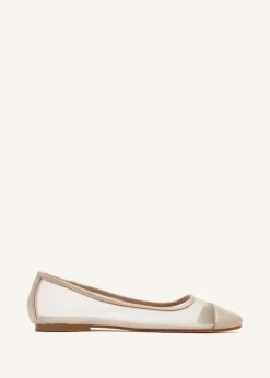 Linzi Elara Nude Mesh & Faux Leather Mary Jane Pump