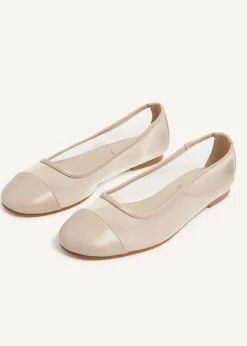 Linzi Elara Nude Mesh & Faux Leather Mary Jane Pump