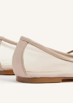 Linzi Elara Nude Mesh & Faux Leather Mary Jane Pump