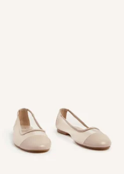 Linzi Elara Nude Mesh & Faux Leather Mary Jane Pump