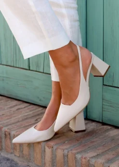 Linzi Elizabeth Sand Faux Leather Court Shoes