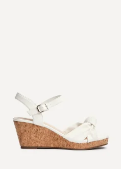 Linzi Elyah White Faux Leather Cork Wedge