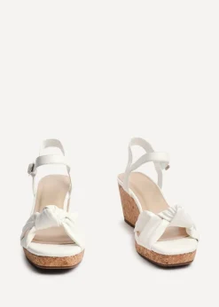 Linzi Elyah White Faux Leather Cork Wedge