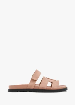 Linzi Emmy Dusky Pink Faux Nubuck Footbed Linked Design Sandal