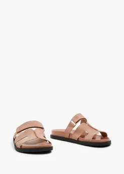Linzi Emmy Dusky Pink Faux Nubuck Footbed Linked Design Sandal